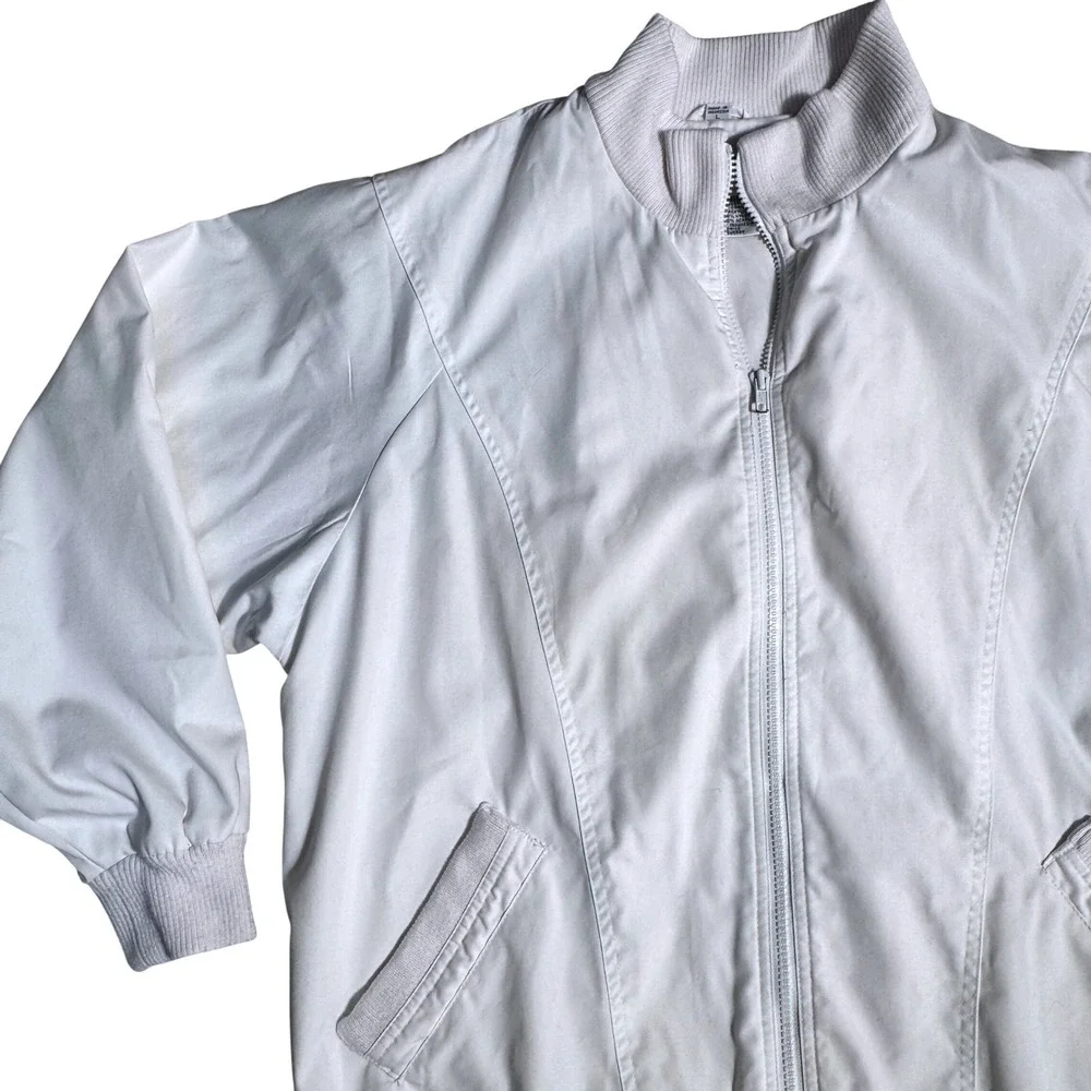 1980's‎ Country Concepts Womens Jacket Full Zip Coat Windbreaker L. White Bomber
